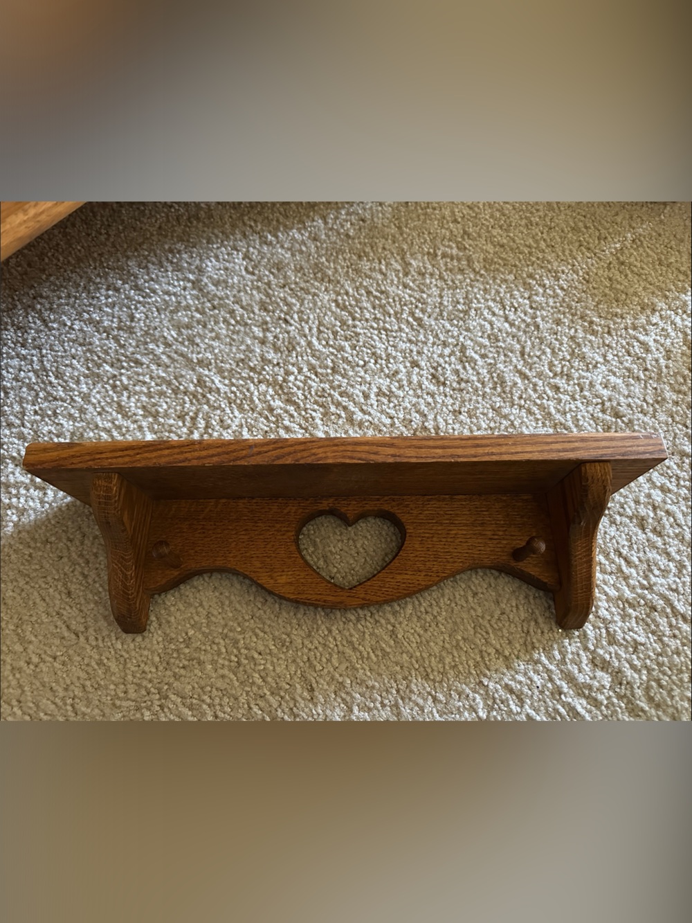 Rustic Brown Wooden Heart Shelf - Picture 3 of 7
